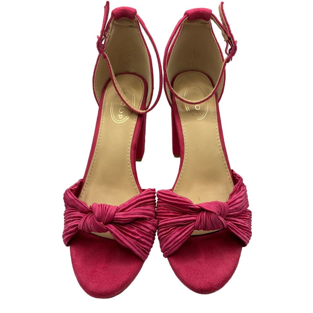 Scoop Suede Heels, Womens Size 8.5 med, Pink, Chunky Heel, Ankle Strap